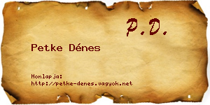 Petke Dénes névjegykártya